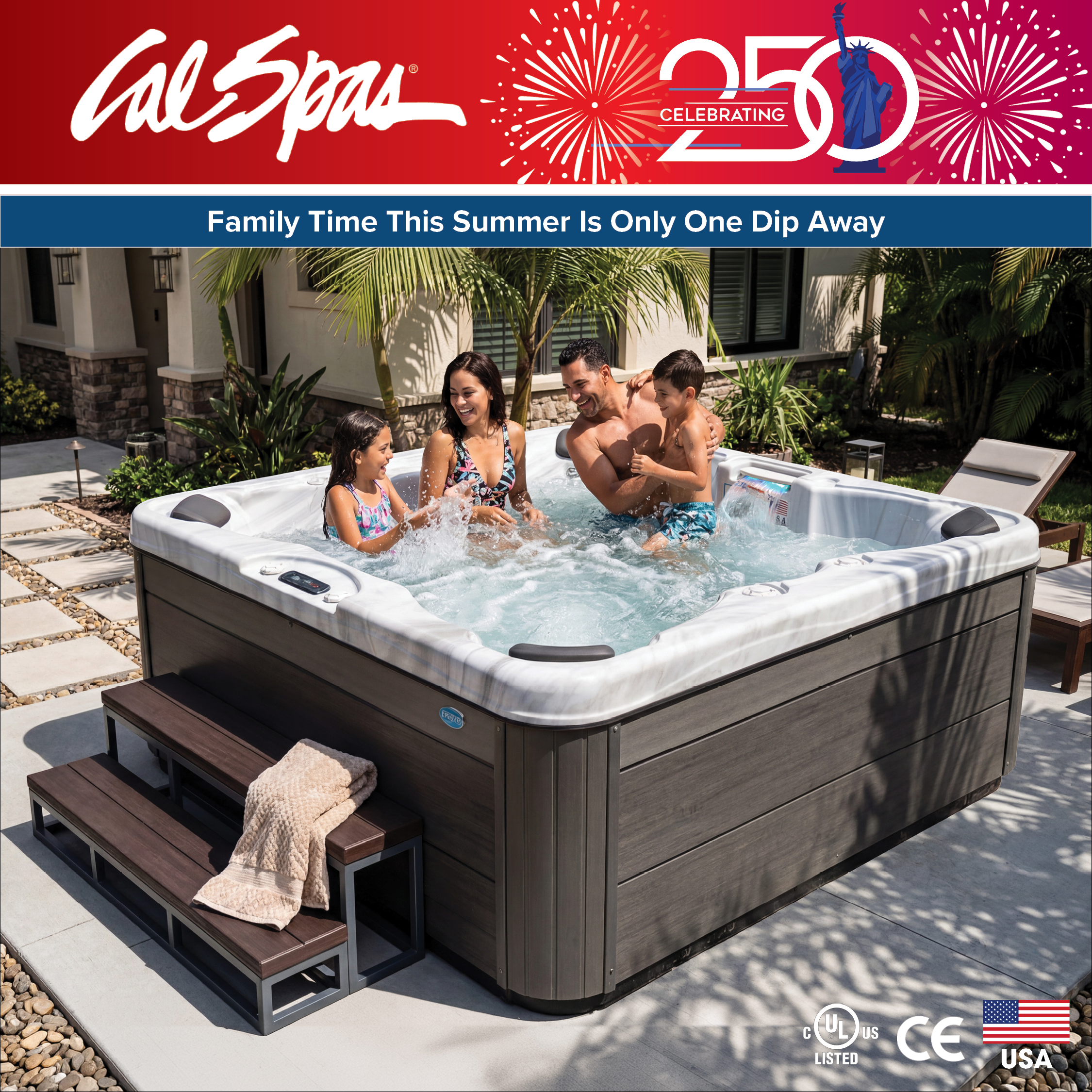 Calspas hot tub being used in a family setting - North Richland Hills
